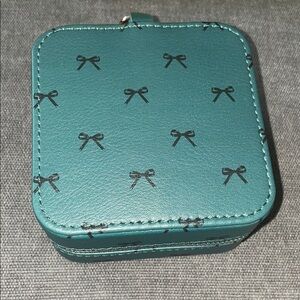 Teal Bow Print Jewelry Box